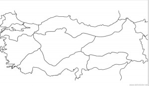 Boş Türkiye Bölgeler Haritası Boş Renksiz Yazısız