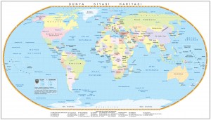 Dünya Dilsiz Haritası Üzerindeki Ülkeler