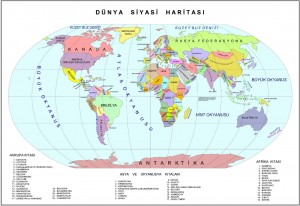Dünya Dilsiz Haritası Üzerindeki Ülkeler