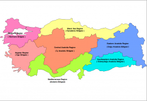 Türkiye Coğrafi Bölgeler Haritası İngilizce